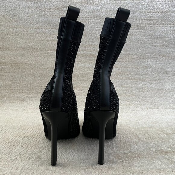 Steve Madden Maxwelle Black Pointed Toe Knit Heeled Booties Boots Shoes 8.5 - Picture 5 of 9